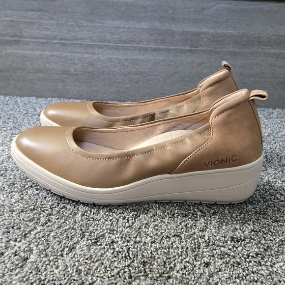 Vionic Women's Jacey Tan Wedge Shoes NEW size 9.5