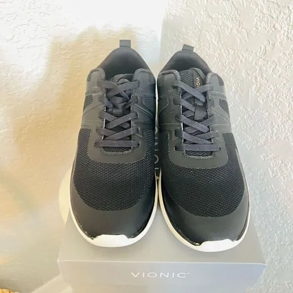 VIONIC Leyo Sneaker Orthotic Comfort Cushioned Tennis Shoes, Black, Size 8, NWT