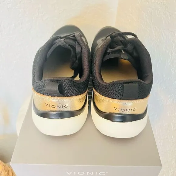 VIONIC Leyo Sneaker Orthotic Comfort Cushioned Tennis Shoes, Black, Size 8, NWT