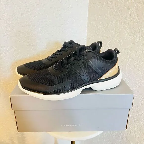 VIONIC Leyo Sneaker Orthotic Comfort Cushioned Tennis Shoes, Black, Size 8, NWT