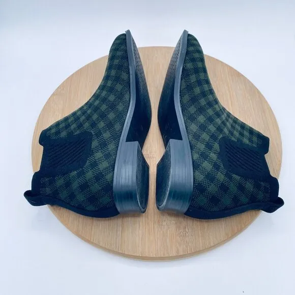 Vivaia Shoes Womens 7.5 Green Mesh Gingham Plaid Ankle Boots