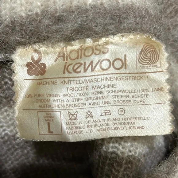 VTG Alafoss Icewool Sweater 80-90s Retro Zip Front 100% Virgin Wool Unisex Men’s