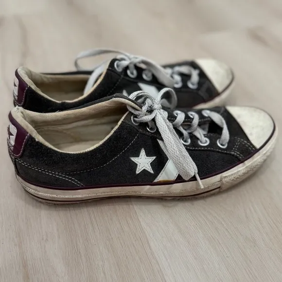 VTG! Converse Re-Issue All Star Low Top Gray Suede Skate Gang M:6 W:8 Edgy Y2K