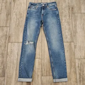 We The Free Jeans Women Size 25 High Rise Distressed Straight Leg Medium Wash