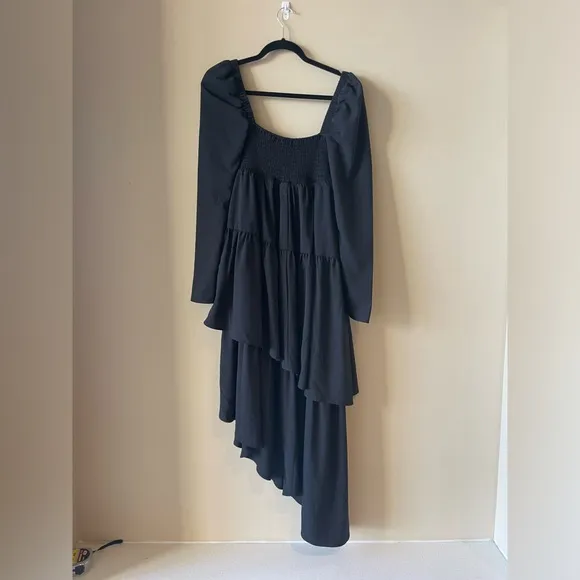 WEWOREWHAT Puff Sleeve Asymmetrical Tiered Dress