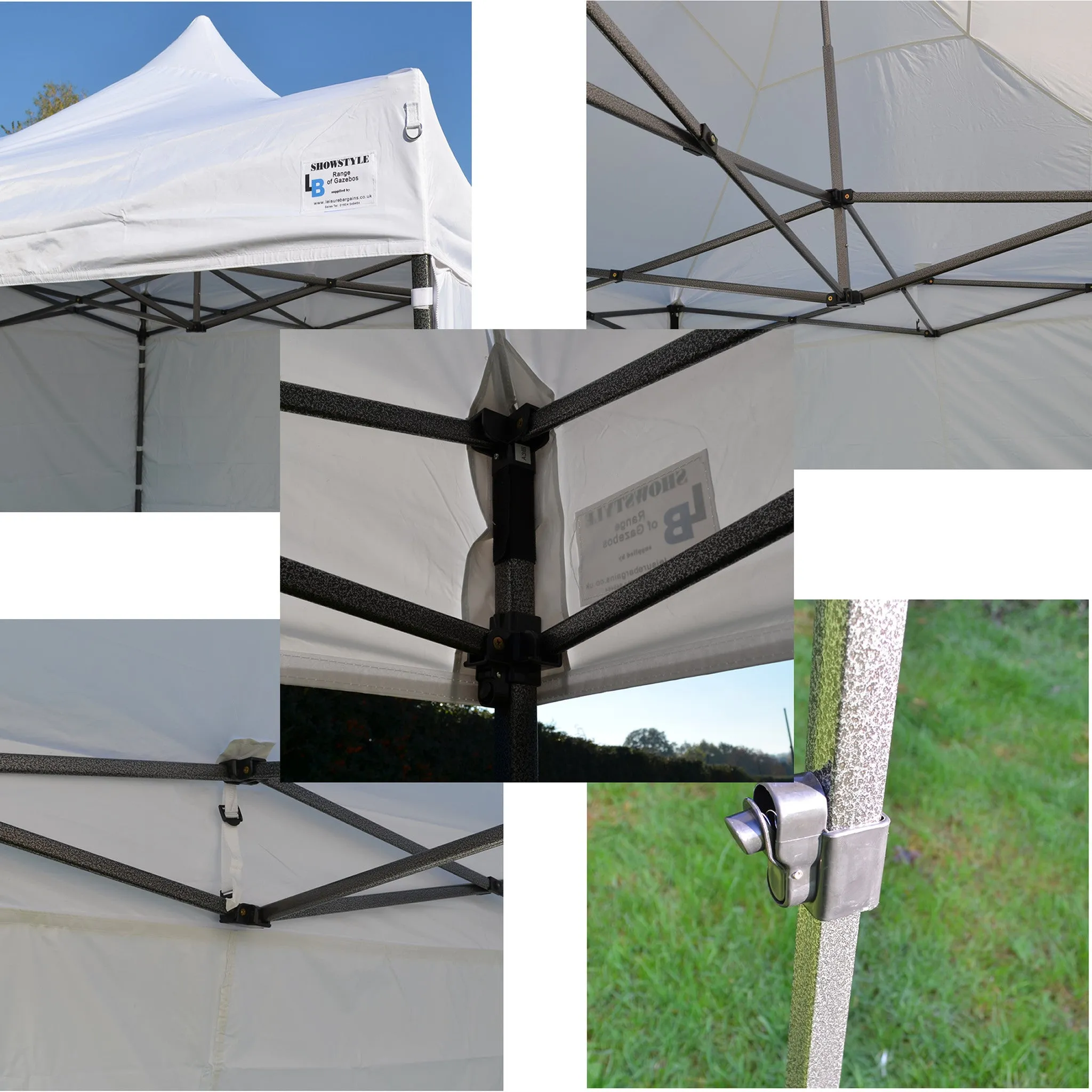 White Heavy Duty SHOWSTYLE® Commercial Grade Gazebo 2.5m x 2.5m FIRE RETARDANT