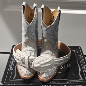 White Western Boots with Belt