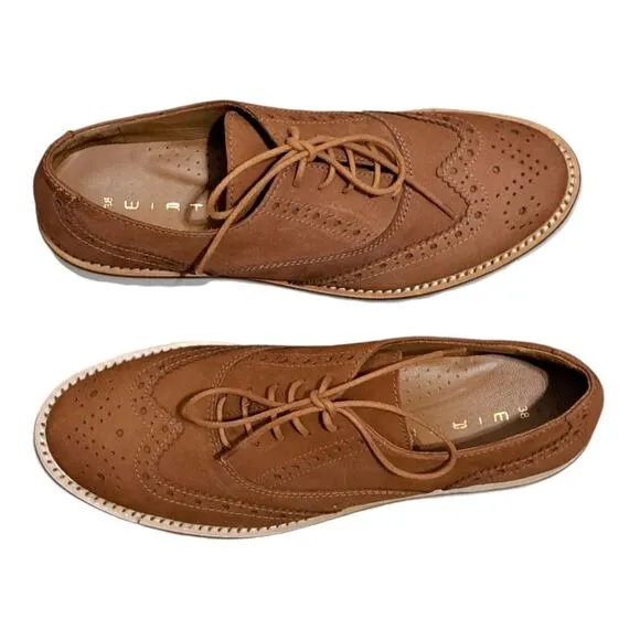 Wirth Women's Kamik Wing Lace Up Leather Textured Shoes Cognac Size 38 Brown