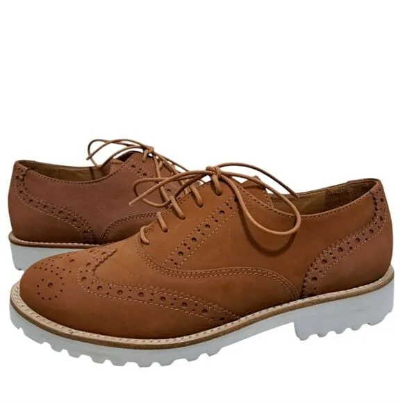 Wirth Women's Kamik Wing Lace Up Leather Textured Shoes Cognac Size 38 Brown