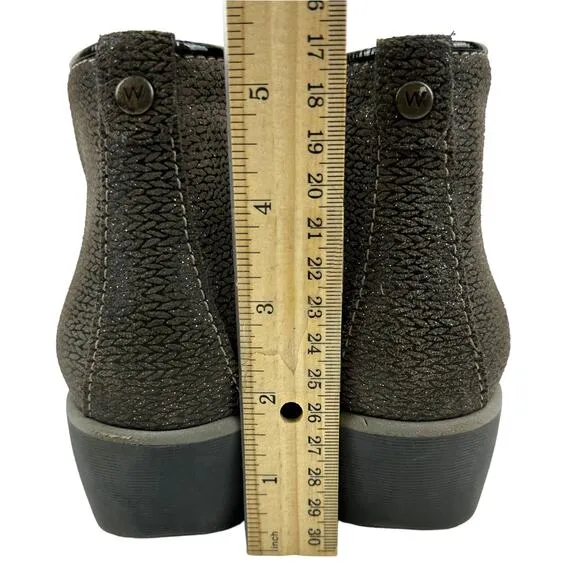 Wolky Women's Wedge Heel Boots Size 39 / 8.5 Comfort Dusky Winter Leather Taupe