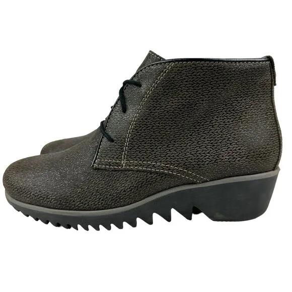 Wolky Women's Wedge Heel Boots Size 39 / 8.5 Comfort Dusky Winter Leather Taupe