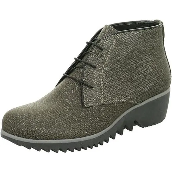 Wolky Women's Wedge Heel Boots Size 39 / 8.5 Comfort Dusky Winter Leather Taupe