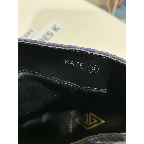 Womans Athena &amp; Kate Black Purple Back Zip Stiletto Ankle Boots 9