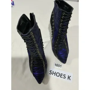 Womans Athena &amp; Kate Black Purple Back Zip Stiletto Ankle Boots 9