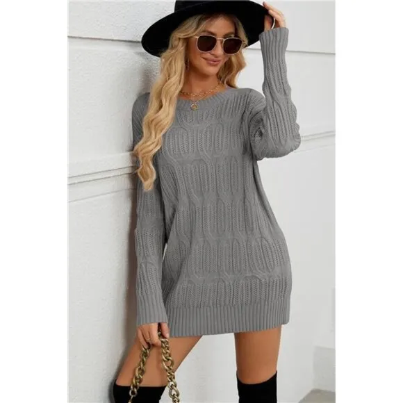 Womens 2024 Fall Long Chunky Sweaters Grey