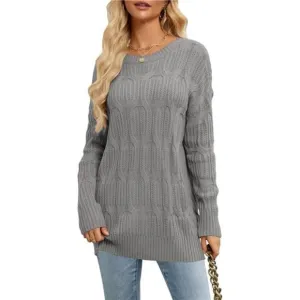 Womens 2024 Fall Long Chunky Sweaters Grey