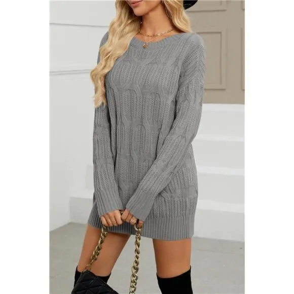 Womens 2024 Fall Long Chunky Sweaters Grey