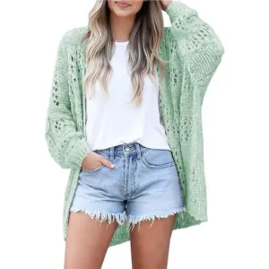 Women's Crochet Cardigan Kimono Boho Long Sleeve Lightweight Soft