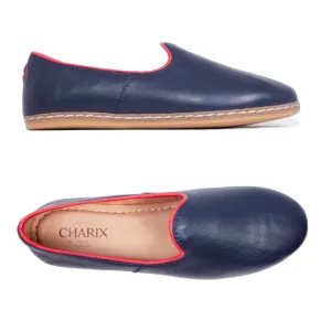 Women’s Navy Slip-On Shoes with Red Trim 8.5