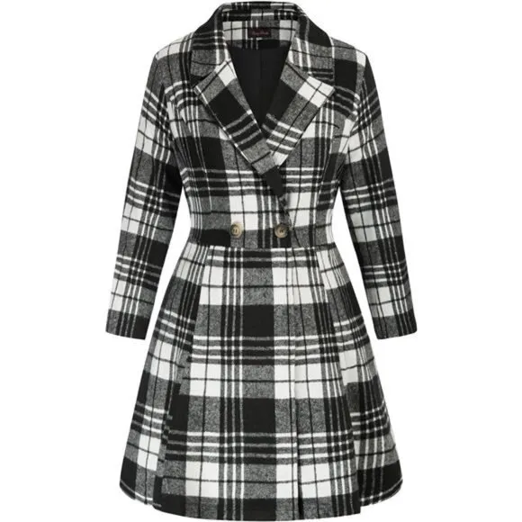 Women's Plus Size Wool Dress Coat Double Breasted Pea Coats Long Trench Coat