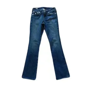 Womens True Religion Bootcut Jeans Classic Blue Denim Flap Pocket Vintage Size26
