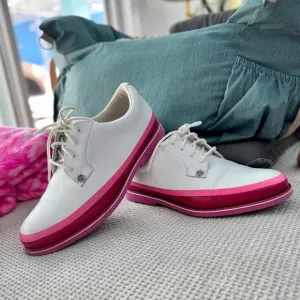 Women's White and Pink Golf Shoes