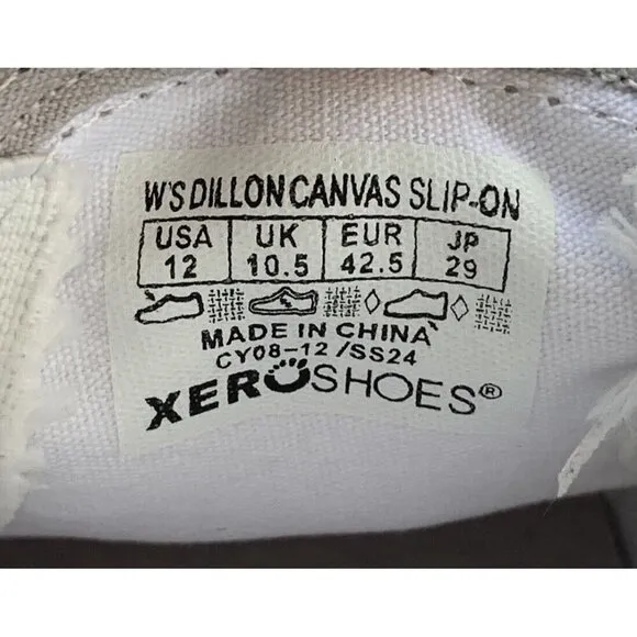 Xero Shoes Dillon Canvas Slip-On Lunar Rock Minimalist Sneakers Womens Sz 12 EUC