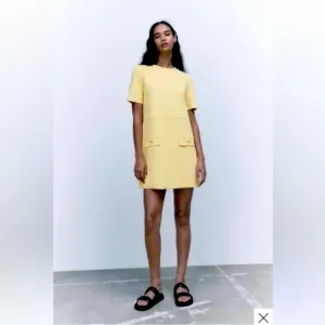 ZARA Faux Suede Mini Dress Color Butter Yellow Size Small