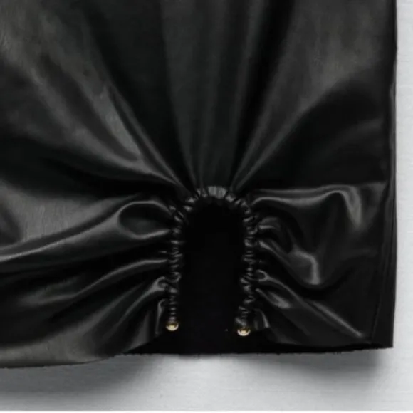 Zara High Waisted Black Faux Leather Mini Skirt Sz S NWT