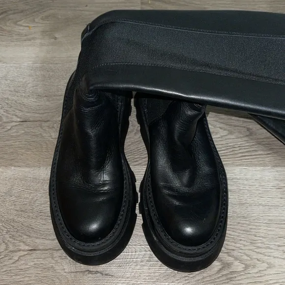 zara lug sole black moto platform boots 37