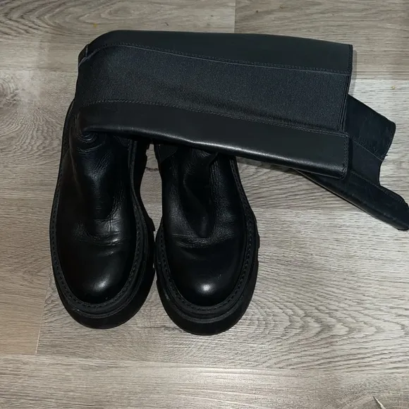 zara lug sole black moto platform boots 37