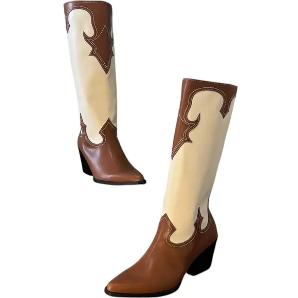 Zodiac Brown/Plaster Western Tall Boots NEW Size 10