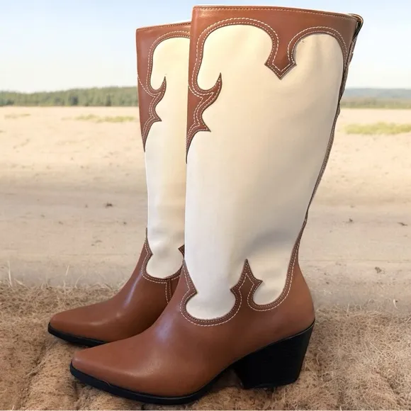 Zodiac Brown/Plaster Western Tall Boots NEW Size 10