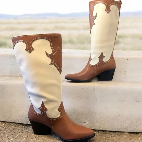 Zodiac Brown/Plaster Western Tall Boots NEW Size 10