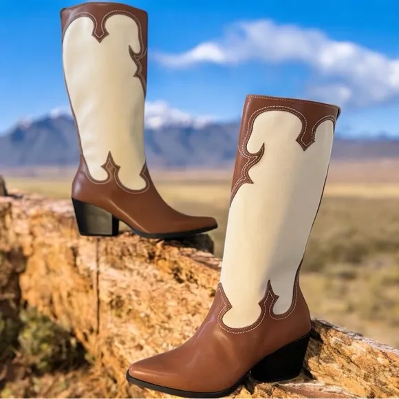 Zodiac Brown/Plaster Western Tall Boots NEW Size 10