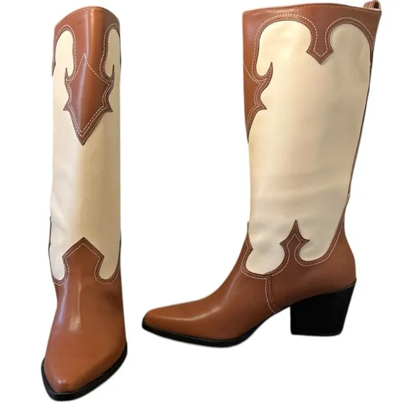Zodiac Brown/Plaster Western Tall Boots NEW Size 10