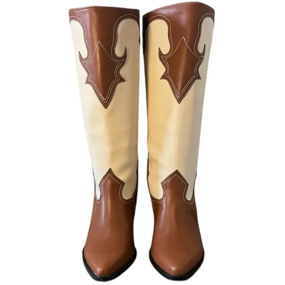Zodiac Brown/Plaster Western Tall Boots NEW Size 10